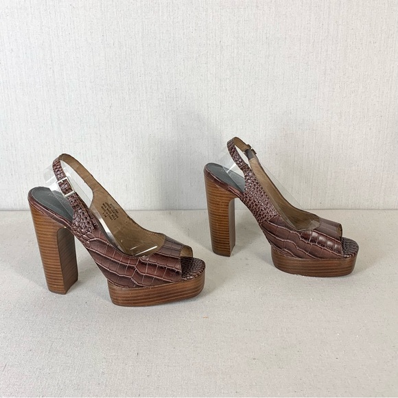 Jeffrey Campbell Michlene Leather Sling Back Peep Toe Platform Pumps - Size 9.5 - Picture 7 of 13